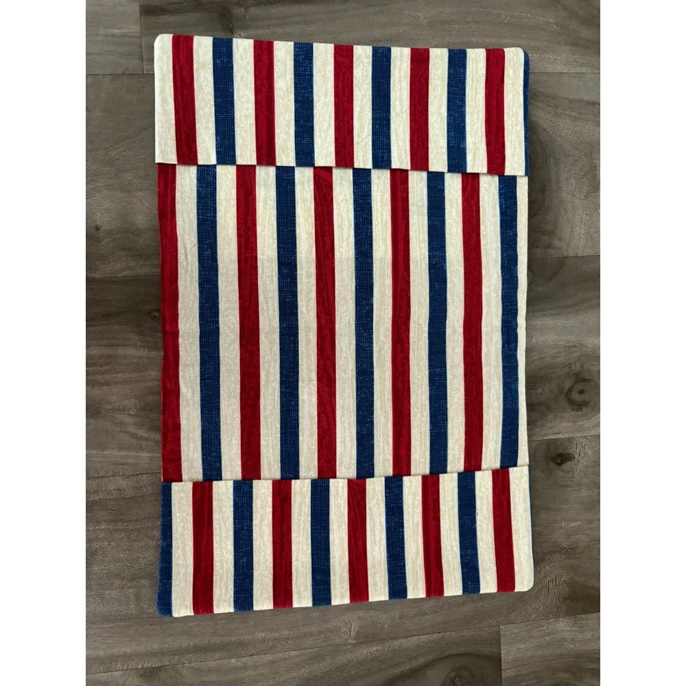 Handmade Vintage Quilted Bible Cover Cross Jesus Strong Red white blue